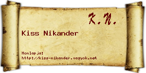 Kiss Nikander névjegykártya